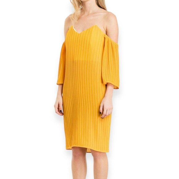 Elliatt Marigold Pleat Off-the-shoulder Dress, Size XS, New with‎ tag - Picture 1 of 10